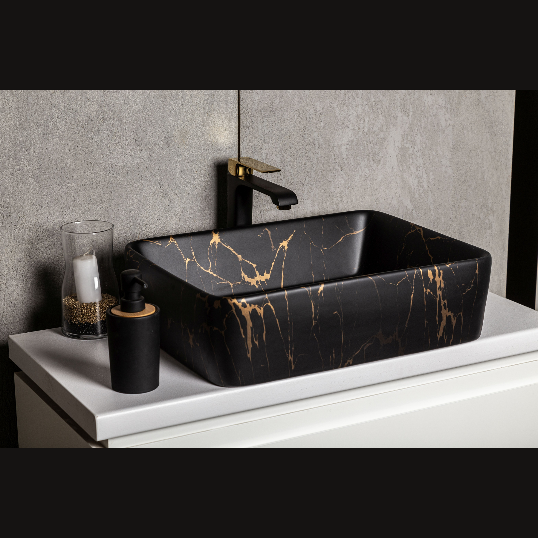 Meuble de salle de bain avec vasque à poser arrondie PALMA et miroir Led STAM - 80cm - Meuble Meuble de salle de bain avec vasque à poser arrondie PALMA et miroir Led STAM - 80cm - Meuble