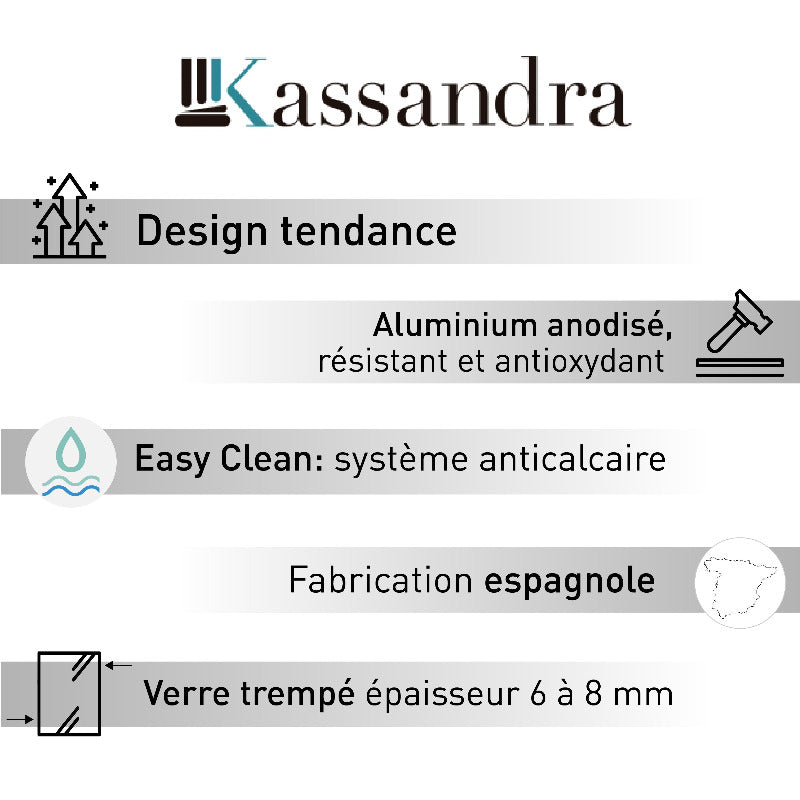 Avantages paroi de douche KASSANDRA - Paroi de douche fixe FRESH avec profil OR BROSSÉ