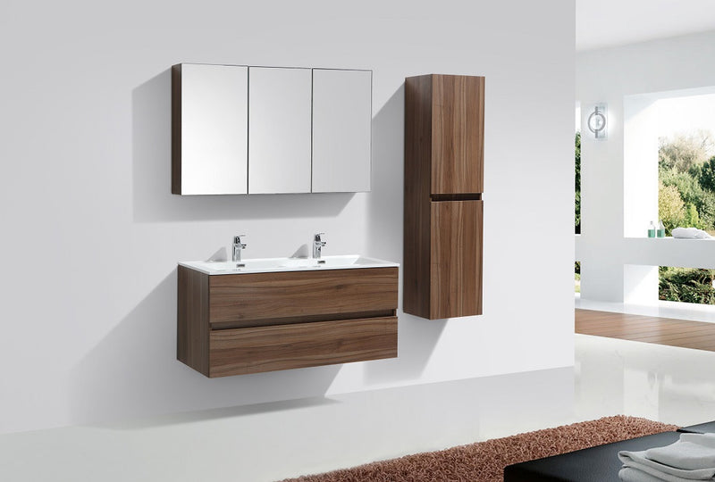 Meuble salle de bain design double vasque SIENA largeur 120 cm, noyer - Le Monde du Bain