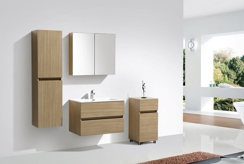 Meuble salle de bain design simple vasque SIENA largeur 80 cm, chêne clair - Le Monde du Bain
