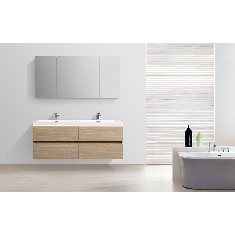 Armoire de toilette bloc-miroir SIENA largeur 144 cm, chêne clair - Le Monde du Bain