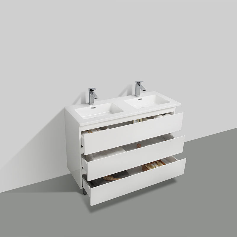 Meuble salle de bain design double vasque VERONA largeur 120 cm, blanc laqué
