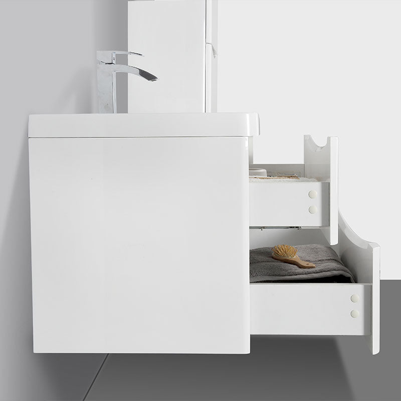 Meuble salle de bain design simple vasque PIACENZA largeur 90 cm, blanc laqué