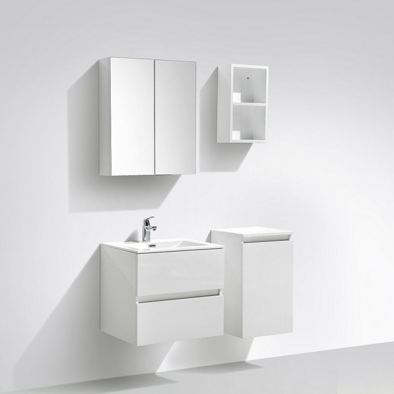 Meuble salle de bain design simple vasque SIENA largeur 60 cm, blanc laqué - Le Monde du Bain