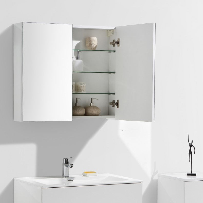 Armoire de toilette bloc-miroir SIENA largeur 80 cm, blanc laqué