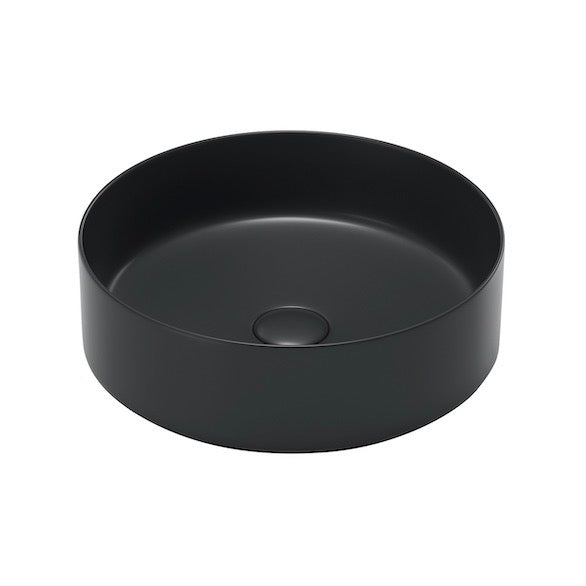 Fond blanc vasque à poser ronde en céramique MENDOZA noir mat Ø36 cm