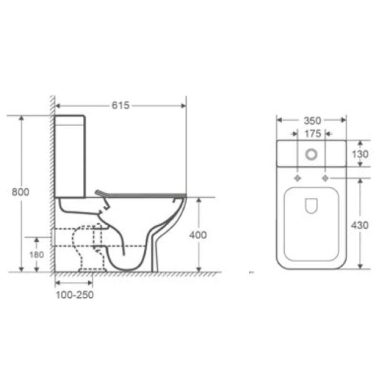Dimensions - Toilette WC à poser CRETA en céramique blanche - Le Monde du Bain