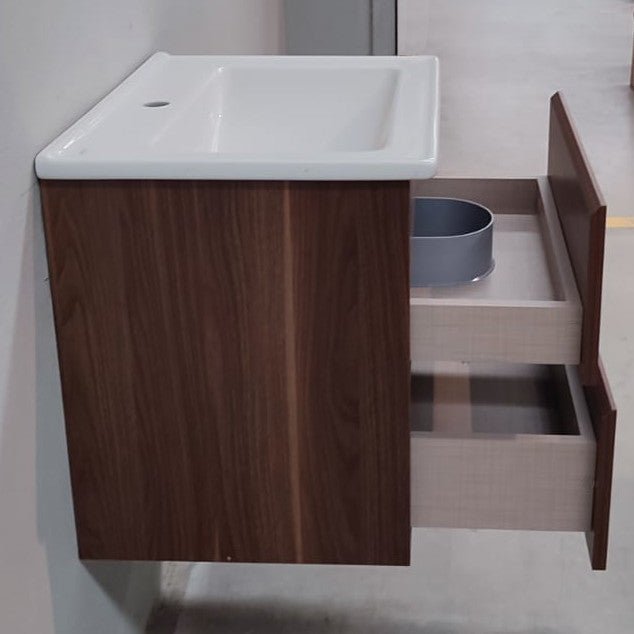 Meuble salle de bain design simple vasque MESSINA largeur 60 cm noyer