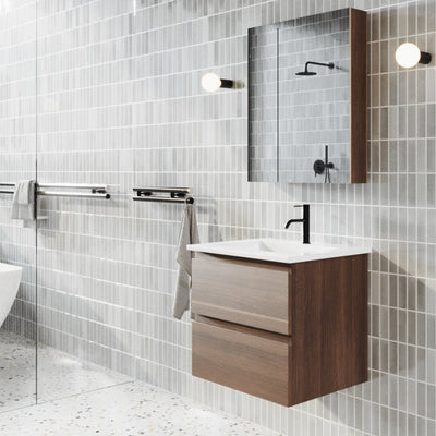 Meuble salle de bain design simple vasque MESSINA largeur 60 cm noyer
