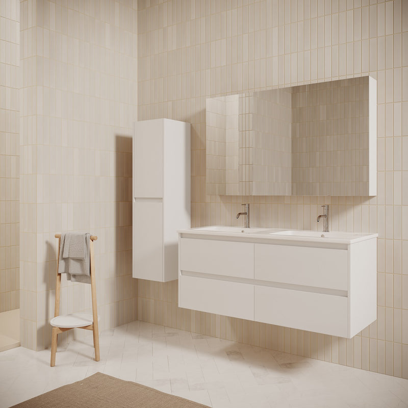 Meuble salle de bain design double vasque FORTINA largeur 120 cm blanc