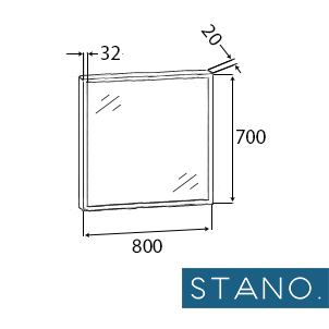 Miroir rectangulaire SMART 80x70cm avec cadre noir mat