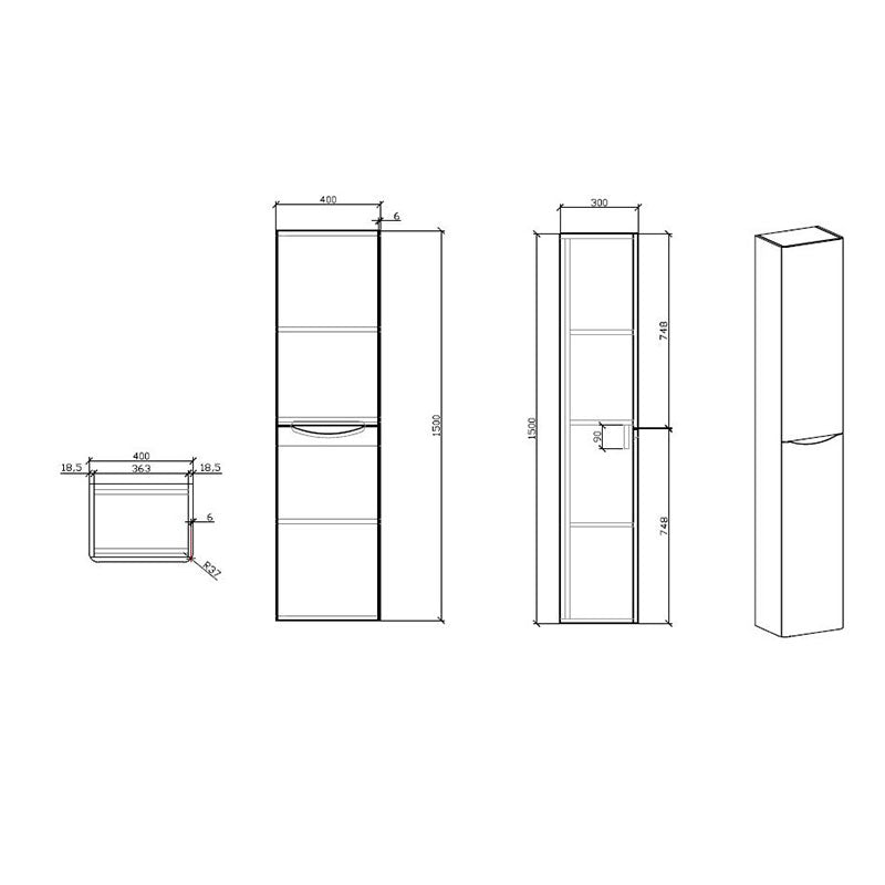 Grande armoire de rangement PIACENZA hauteur 150 cm, blanc laqué