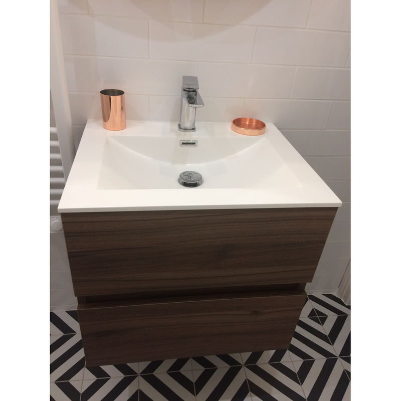 Meuble salle de bain design simple vasque SIENA largeur 60 cm, noyer