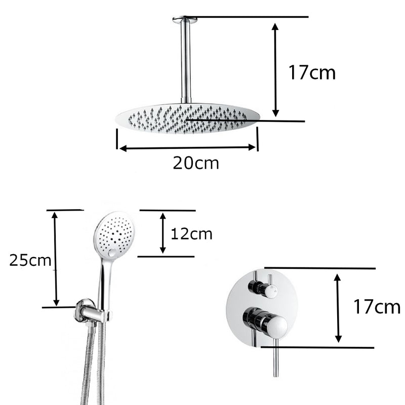 dimensions Kit de douche à encastrer AVA noir mat