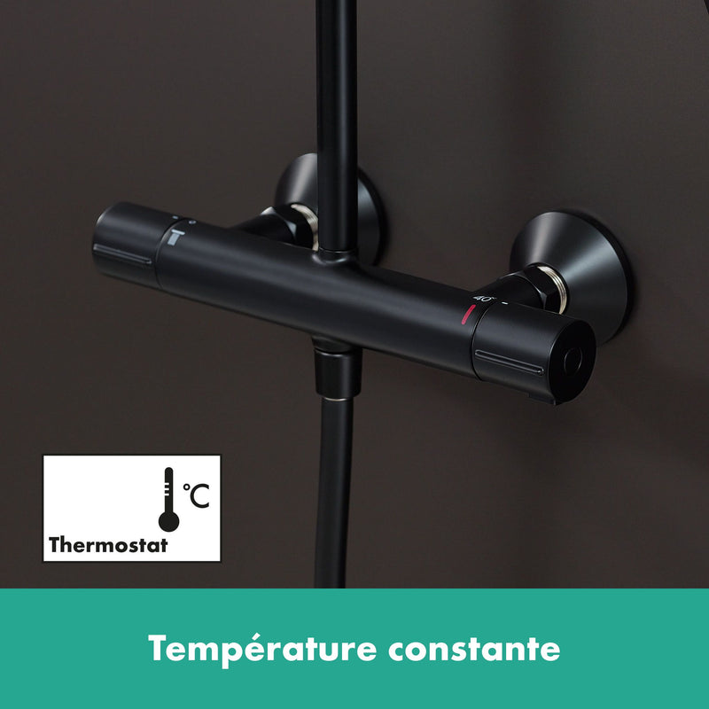 hansgrohe Vernis Blend Colonne de douche 200 1jet avec mitigeur thermostatique Noir mat