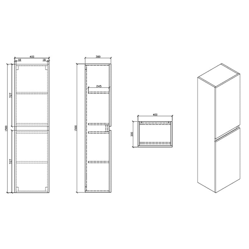 Grande armoire de rangement SIENA hauteur 150 cm, chêne clair - Le Monde du Bain