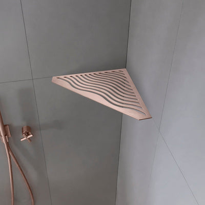 Tablette d'angle 5 côtés - motif Aqua - finition cuivre brossé - Le Monde du Bain