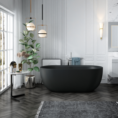 Baignoire îlot design ovale LISBON finition noir mat - Le Monde du Bain