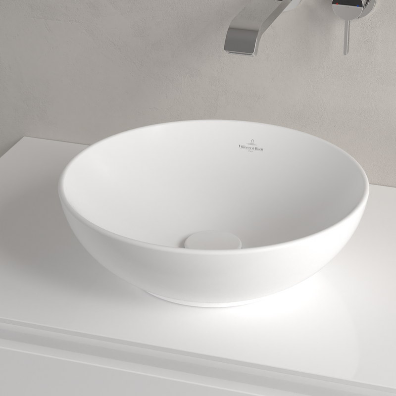 Villeroy & Boch Loop & Friends Vasque à poser, 380 x 380 x 120 mm, Stone White CeramicPlus, sans trop-plein