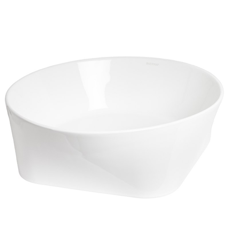 Vue de côté Vasque à poser ronde en céramique ARIA - Le Monde du Bain