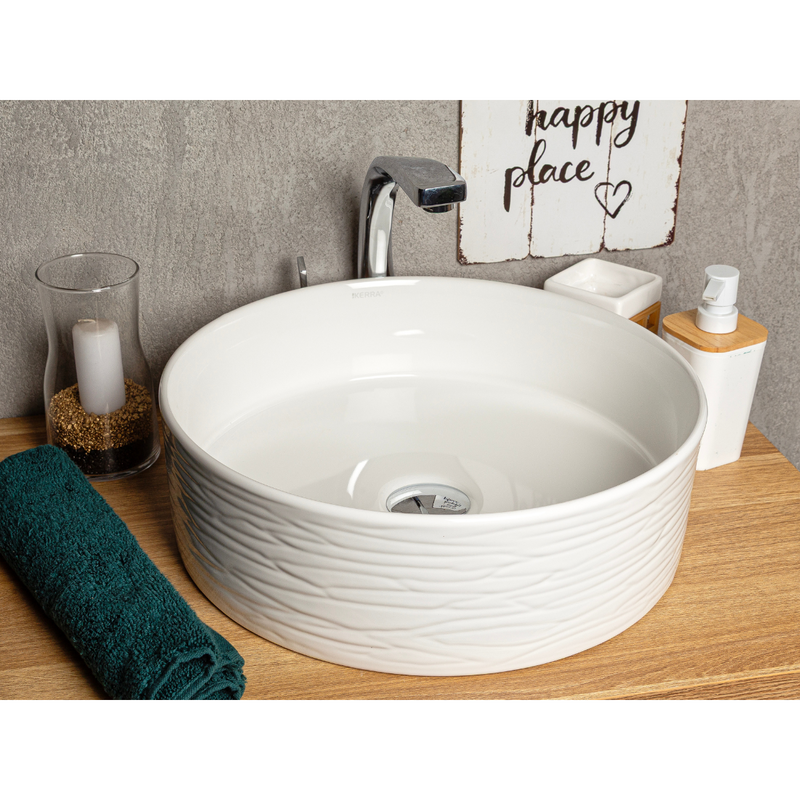 Vasque à poser ronde en céramique PRISMA