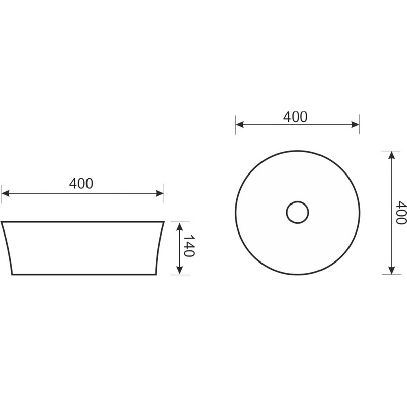 Dimensions Vasque à poser ronde en céramique ARIA - Le Monde du Bain