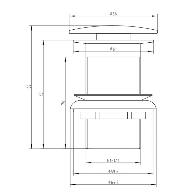 Bonde de lavabo Luxy Inox 316 sans trop plein métal brossé