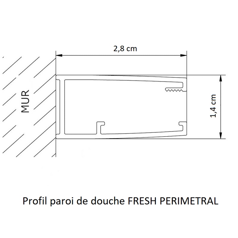 Dimensions - Profil-Cadre - Paroi de douche fixe FRESH PERIMETRAL, finition OR BROSSÉ - Le Monde du Bain