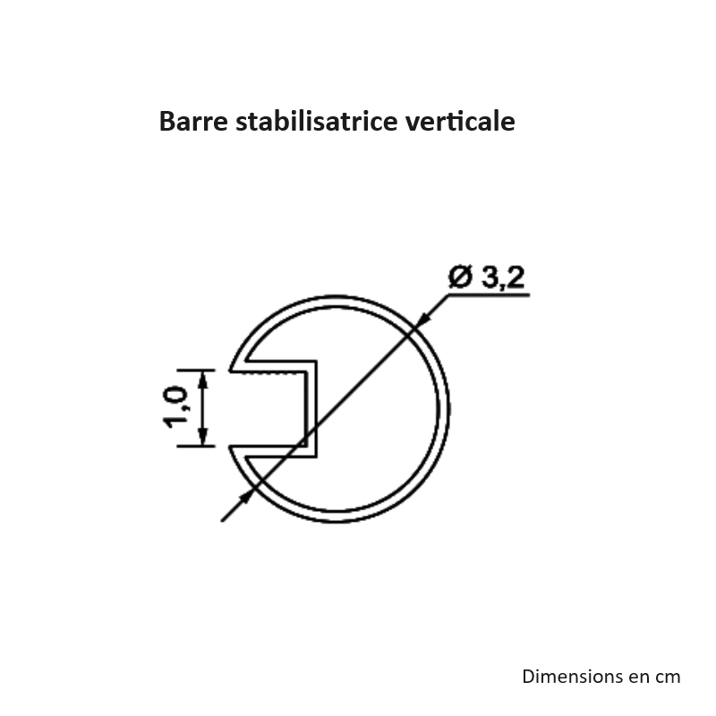 Dimensions barre stabilisatrice verticale - Paroi de douche fixe FRESH LAVANTE profil noir mat- Le Monde du Bain