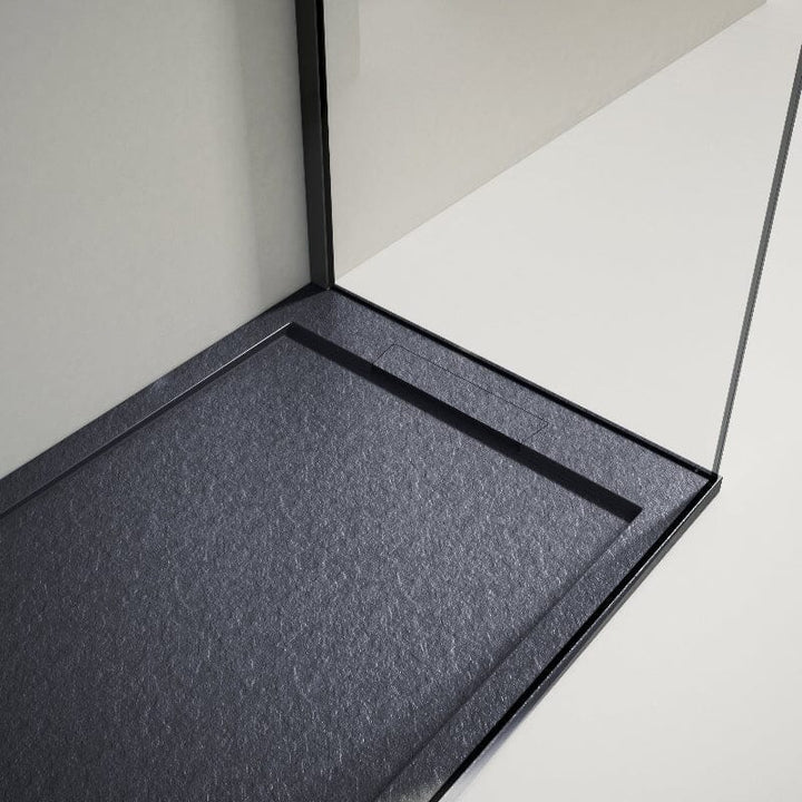 Receveur de douche extra plat LUX en résine surface ardoisée anthracite - Le Monde du Bain