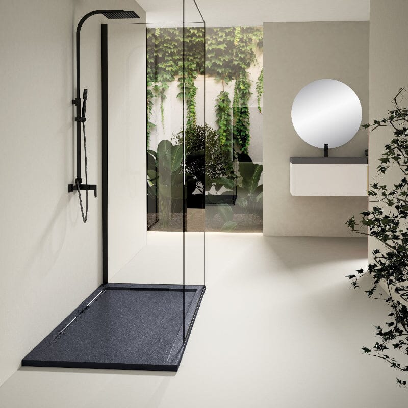 Receveur de douche extra plat LUX en résine surface ardoisée anthracite - Le Monde du Bain