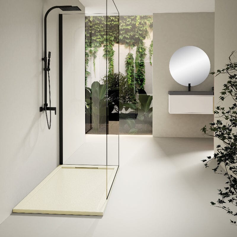 Receveur de douche extra plat LUX en résine surface ardoisée beige - Le Monde du Bain