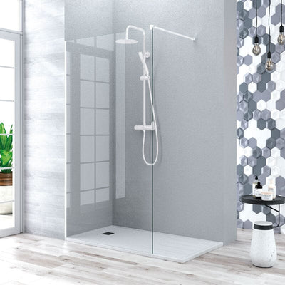 Paroi de douche fixe MANACOR profil blanc mat - Le Monde du Bain | Transparent_miniature