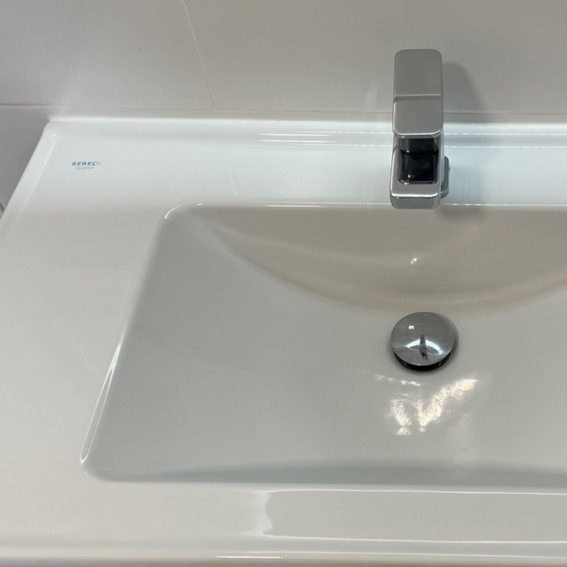 Vasque céramique SEREL® - Meuble salle de bain design simple vasque MESSINA largeur 80 cm chêne clair - Le Monde du Bain