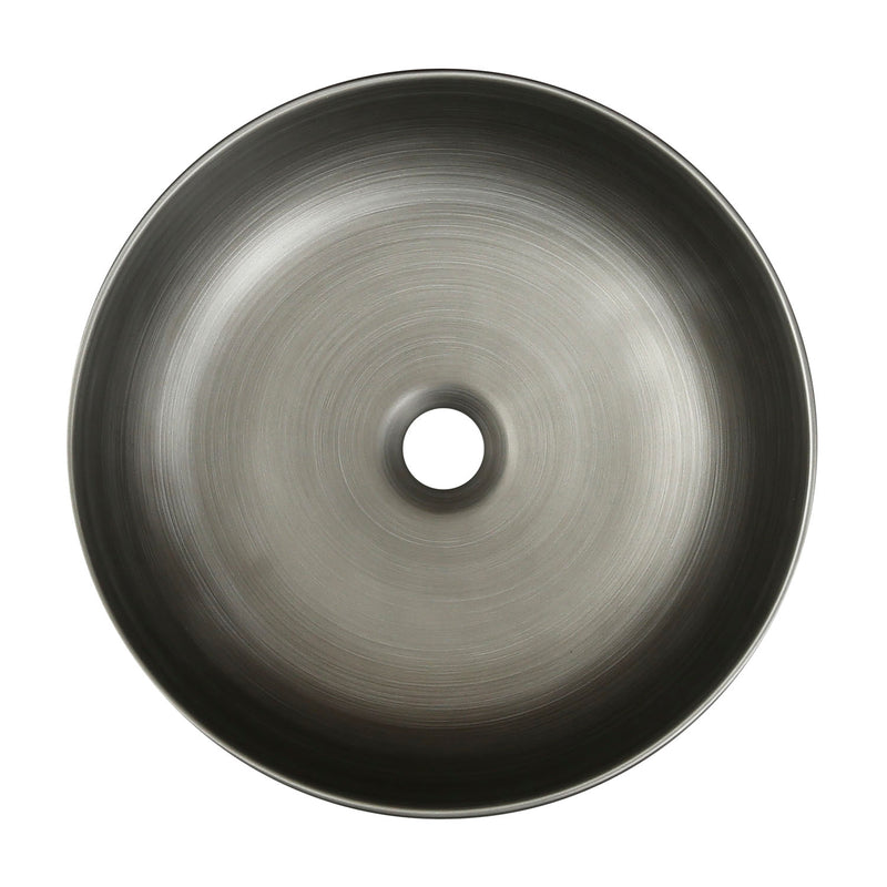 Vue de dessus Vasque à poser ovale en céramique SILVER gris métal brossé