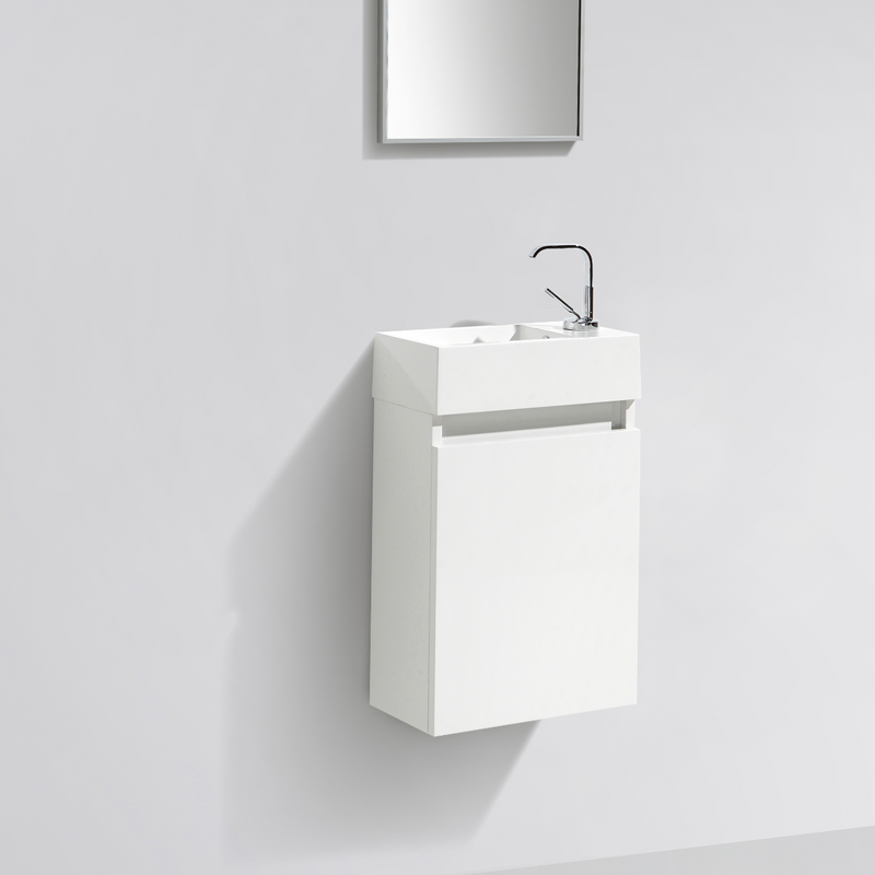Meuble lave-main salle de bain design SIENA largeur 40 cm, blanc laqué - Le Monde du Bain