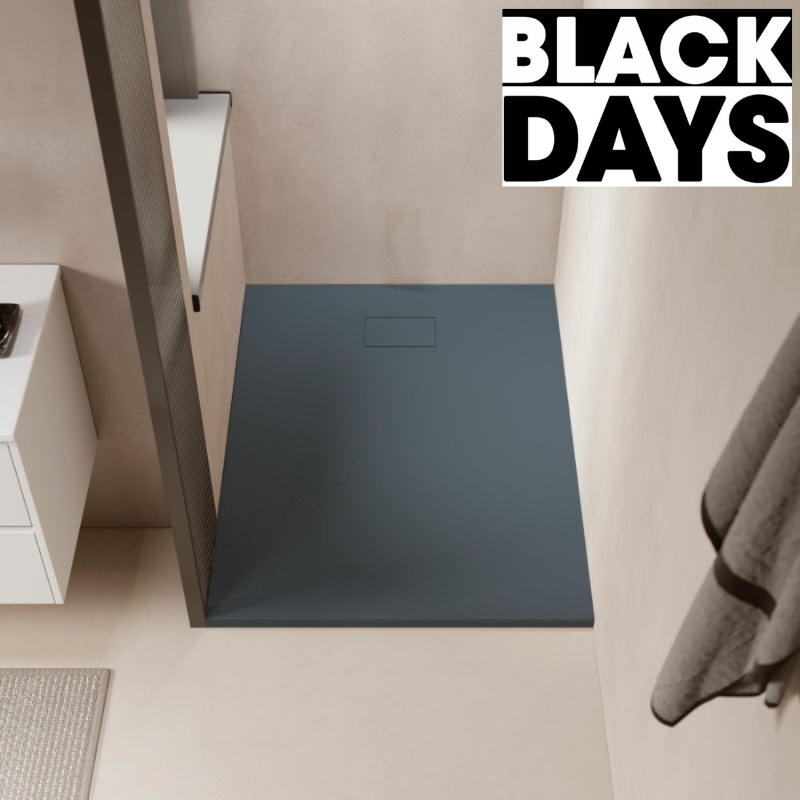 Receveur de douche extra plat PIATTO en SoliCast® surface ardoisée gris basalte