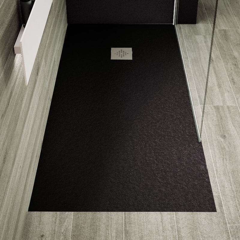 Receveur de douche extra plat PURE en résine surface ardoisée noir - Le Monde du Bain