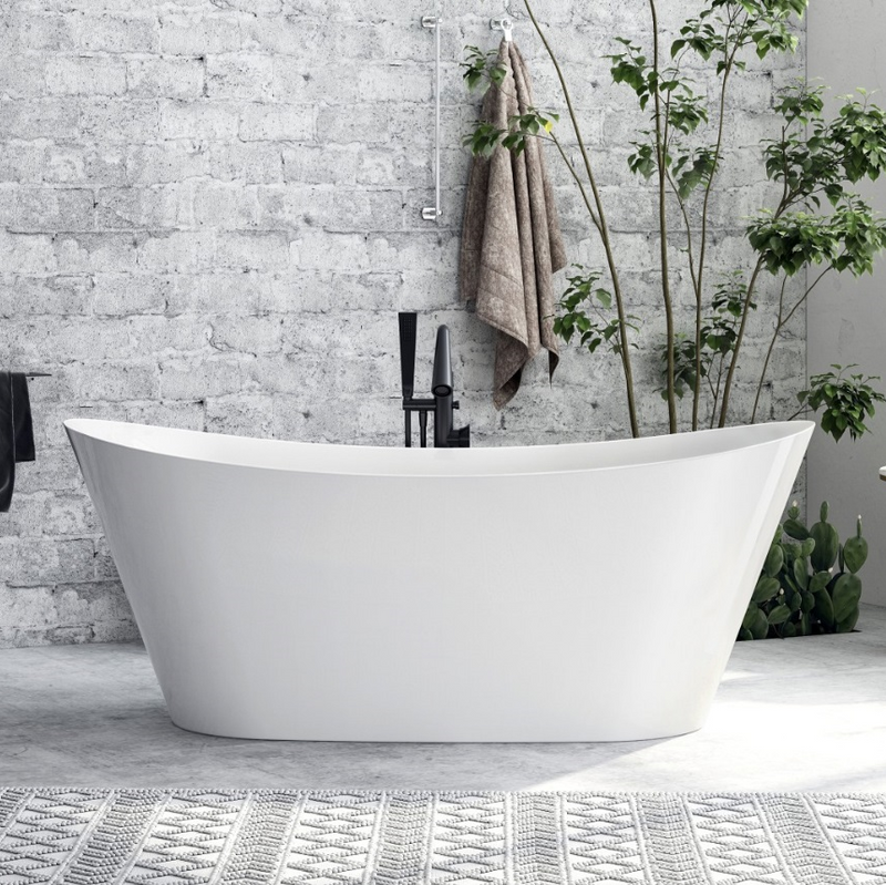 Baignoire îlot design ovale PALMA blanche brillante