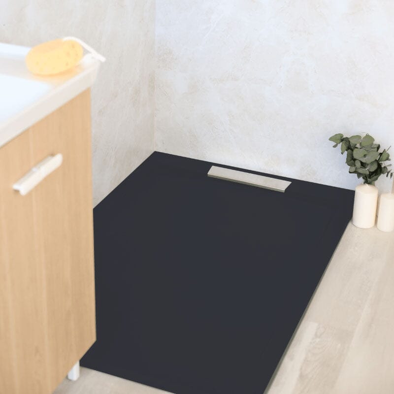 Receveur de douche extra plat LUX en résine surface ardoisée noir - Le Monde du Bain