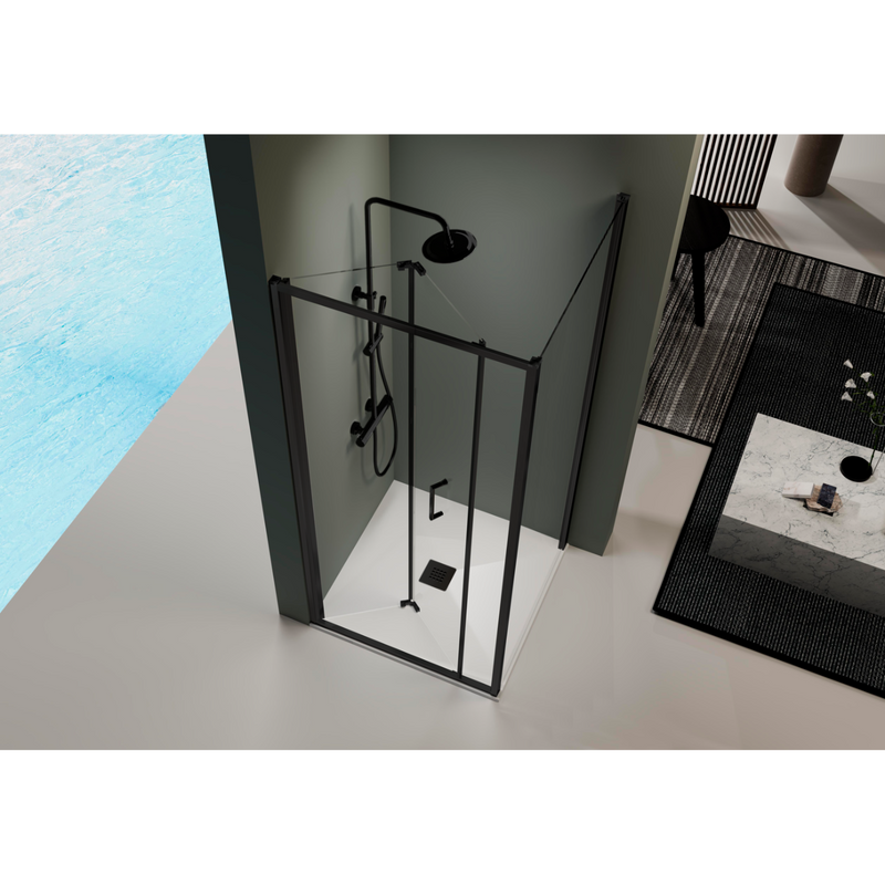 Porte de douche pliante PRISMA noir mat