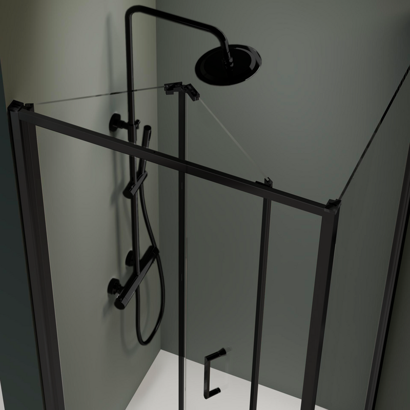 Porte de douche pliante PRISMA noir mat - Le Monde du Bain