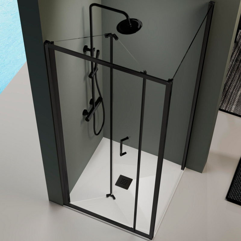 Porte de douche pliante PRISMA noir mat - Le Monde du Bain
