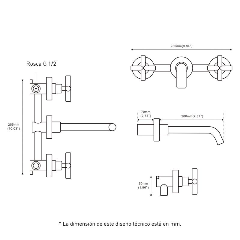 Grifo bimando lavabo empotrado CARBINI oro rosa - Entorno baño