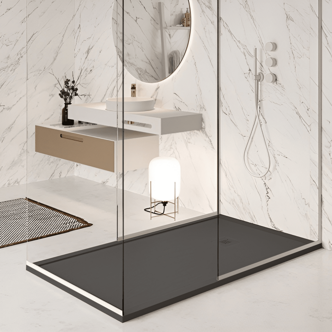 Receveur De Douche Plat 85x100x3 Cm En Fonte Minérale - Barrière Libre, 15 Couleurs, Fabrication Allemande