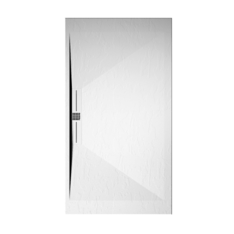 Receveur de douche extra plat EDIS en résine surface ardoisée blanc - grille blanche - Le Monde du Bain