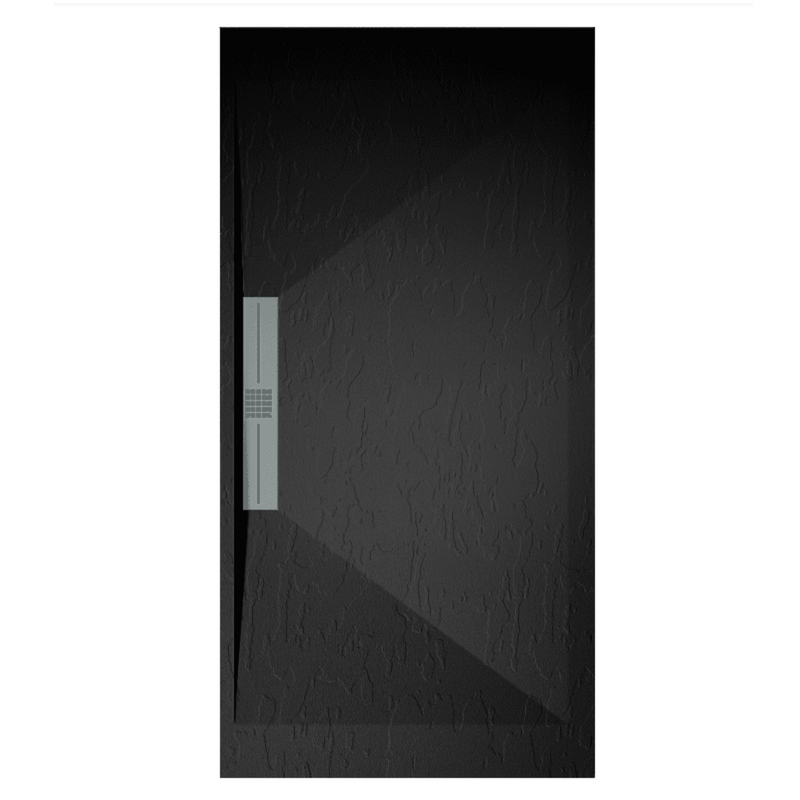Receveur de douche extra plat EDIS en résine surface ardoisée noir - grille inox - Le Monde du Bain