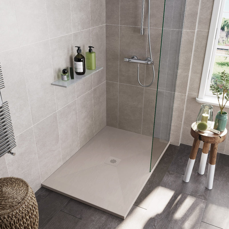 Receveur de douche DEXA beige - mise en situation - Le Monde du Bain