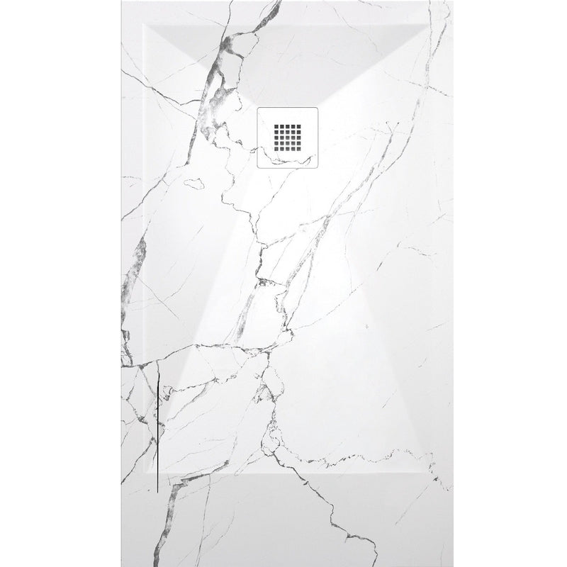 Receveur de douche extra plat DEKOR en résine finition marbre blanc - Le Monde du Bain