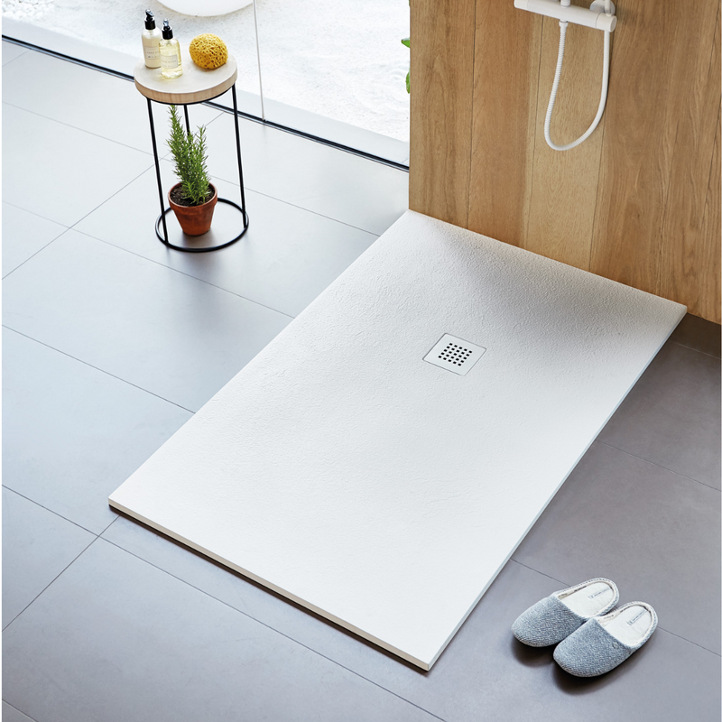 Receveur de douche extra plat STRATO surface ardoisée, rectangulaire blanc